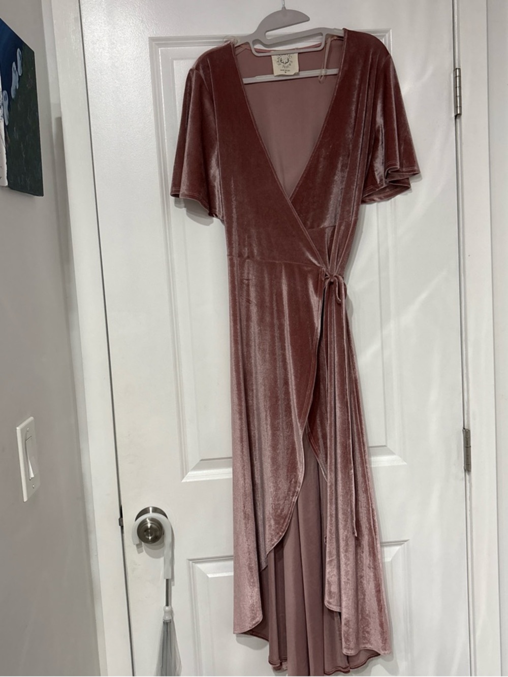Fantastic Fawn Velvet Wrap Dress in Dusty Rose